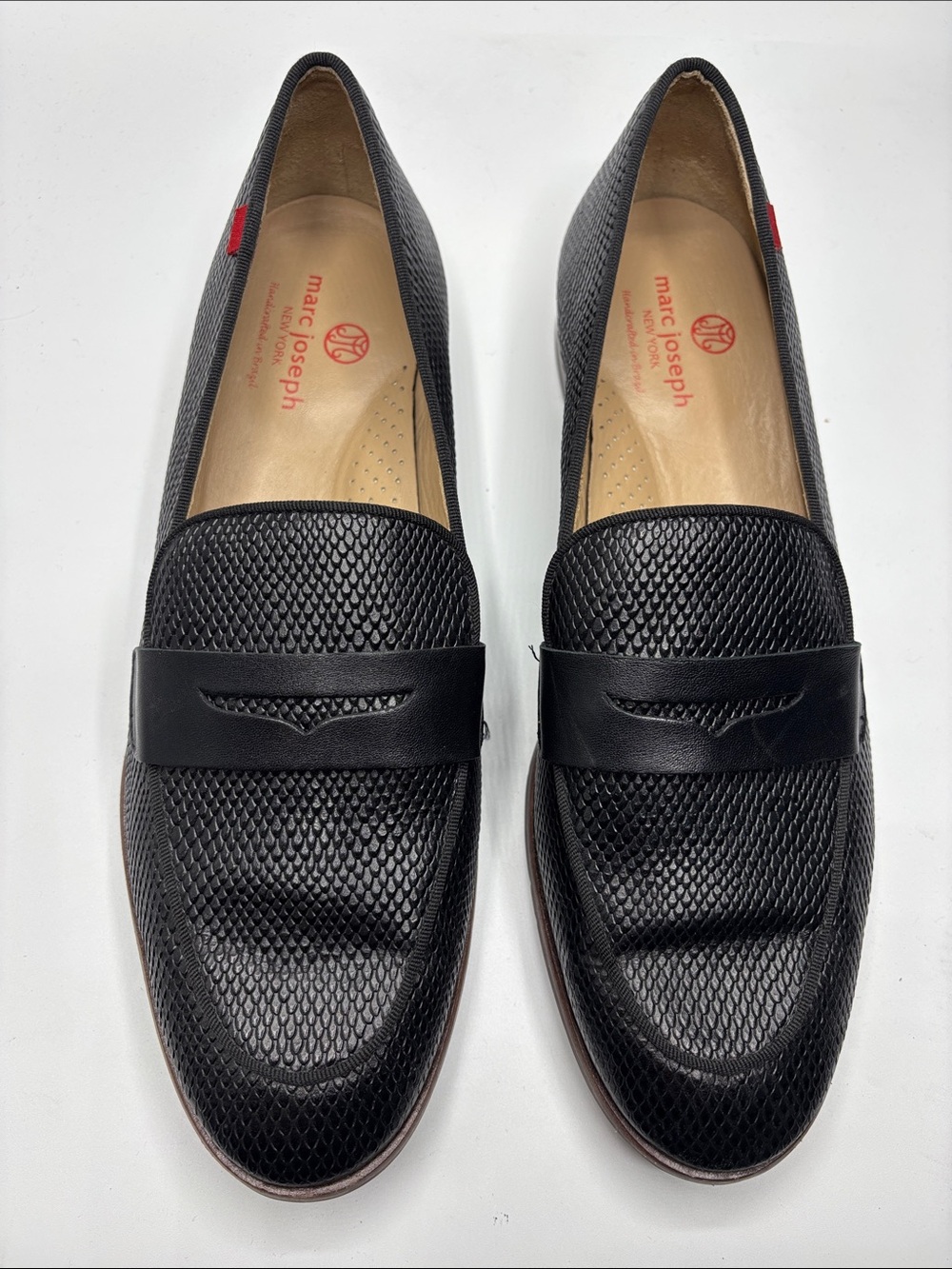 Marc Joseph Bryant Park Women’s Black Snake Skin Print Leather Loafer Size 10.5